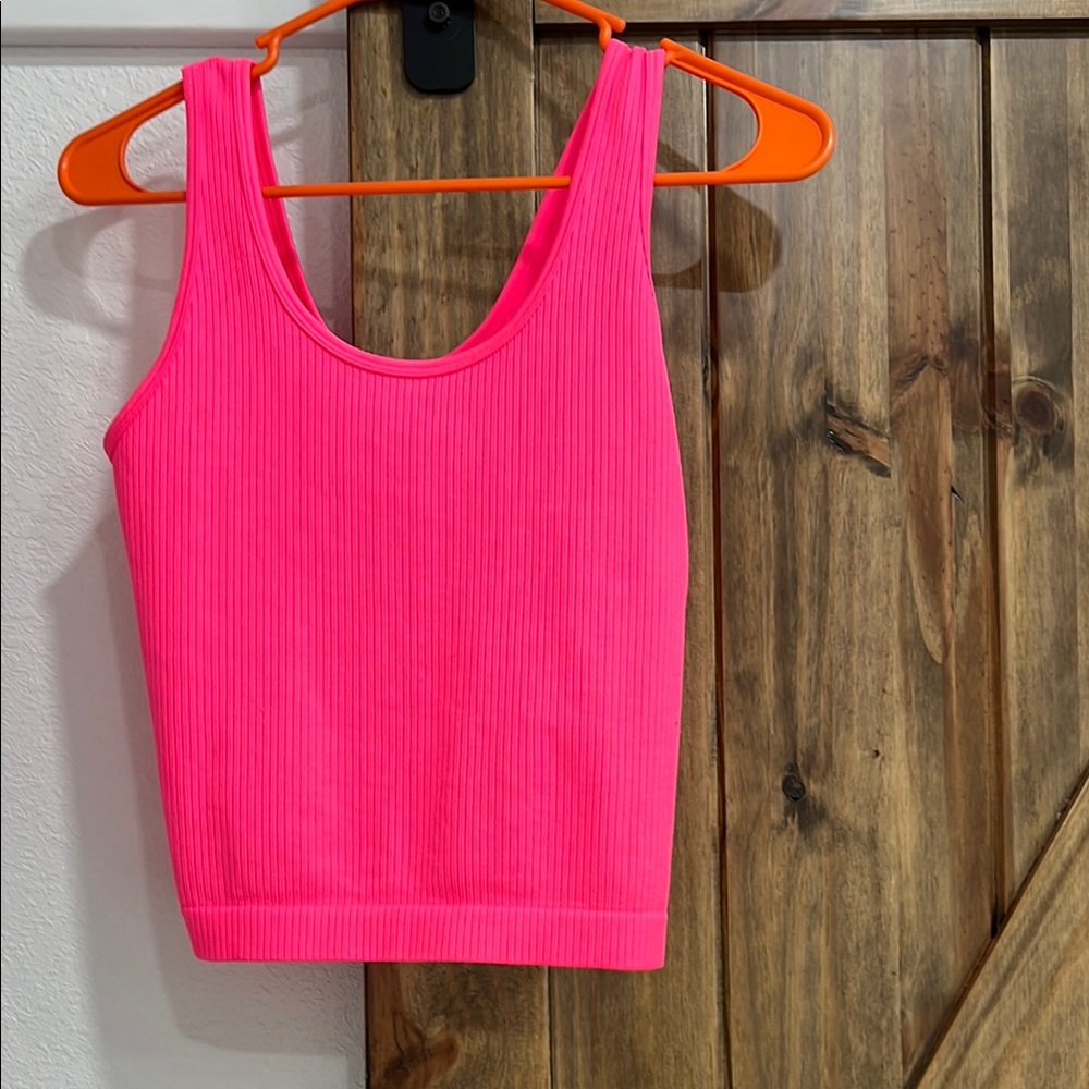 A New Day Pink Fitted Crop Tank Top